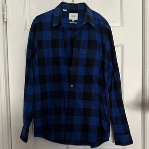 WESC Blue and Black Plaid Casual Shirt